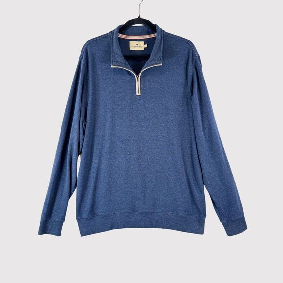The Normal Brand Mens Sweater Blue 1/4 Zip Mock Neck Pullover Stretch Large - Picture 2 of 13
